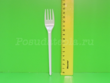 Вилка одноразовая пластиковая белая ПС 16,5 см ТОМСК, 100 шт/уп, 2000 шт/кор.